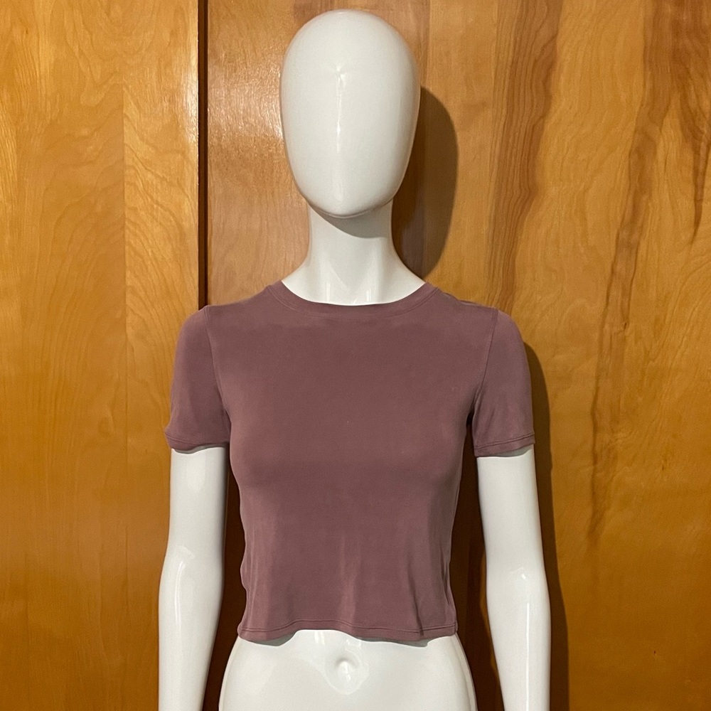 Rare Lululemon Open Tie Back Short Sleeve Crop Top Spiced Chai Pink Size 2 - Picture 2 of 13